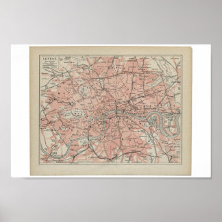 Old Map of London, 19th century Poster