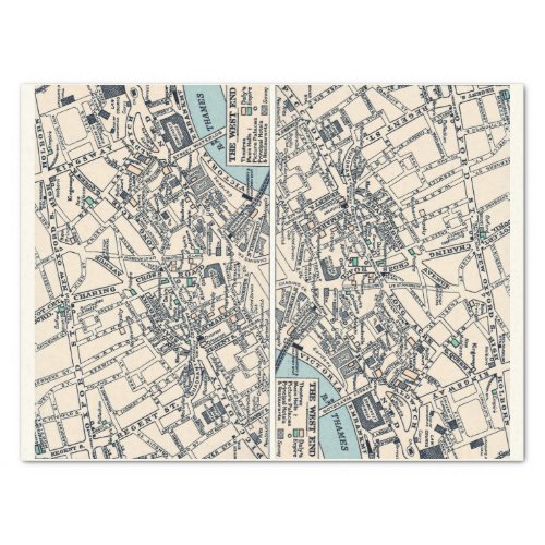 Old Map of London Decoupage Tissue Paper