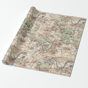 Old Map of London Richmond Kew Twickenham 1915 Wrapping Paper