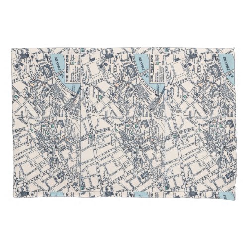 Old map of Londons West End Pillow Case