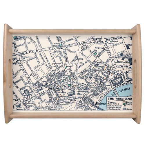 Old Map of Londons West End Serving Tray