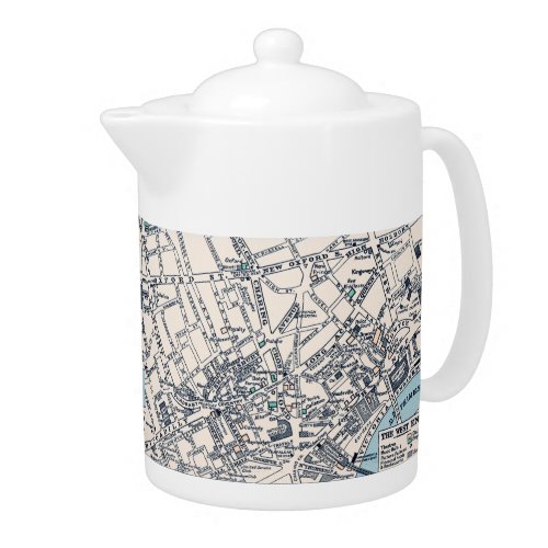 Old Map of Londons West End Teapot