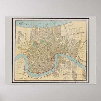 Old Map of New Orleans, LA Poster