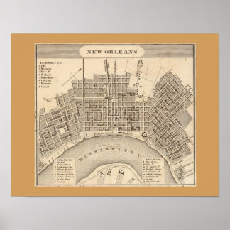 Old Map of New Orleans, LA Poster