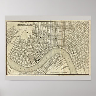 Old Map of New Orleans, LA Poster