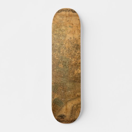 Old Map of New York City in 1852 Skateboard