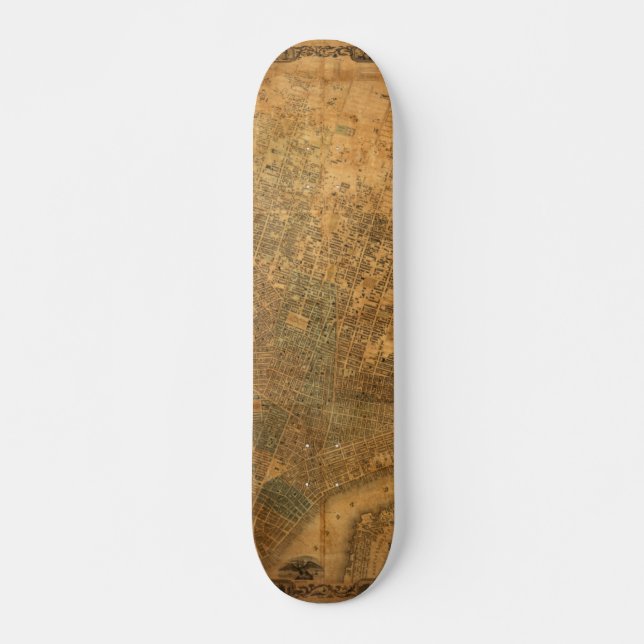 Old Map of New York City in 1852 Skateboard (Front)