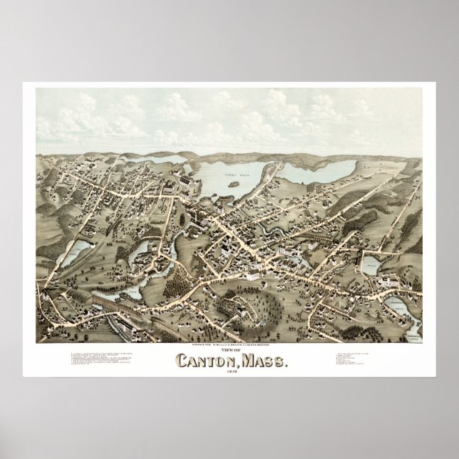 Old map of of Canton, Massachusetts in 1878 Poster (Front)