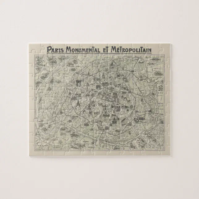Old Map Of Paris Jigsaw Puzzle | Zazzle