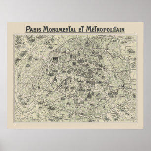 Old Map Of Paris Poster