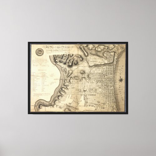 Old Map of Philadelphia Pennsylvania from 1796 Canvas Print