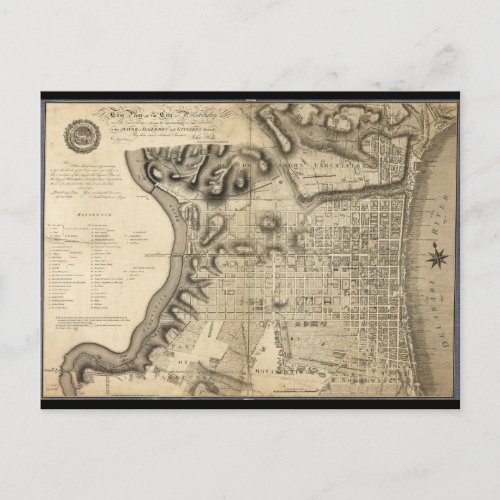 Old Map of Philadelphia Pennsylvania from 1796 Postcard