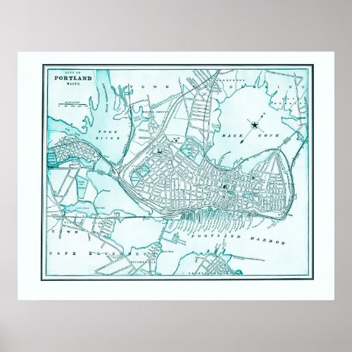 Old Map of Portland Maine from 1898 Poster
