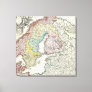 Old map of Scandinavia Finland Denmark Norway Canvas Print