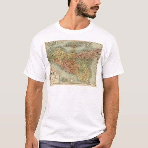 Old Map of Sicily from 1900 Sicilia carta T_Shirt