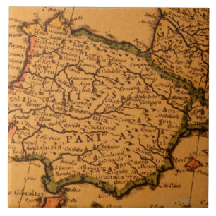 Old map of Spain Ceramic Tile