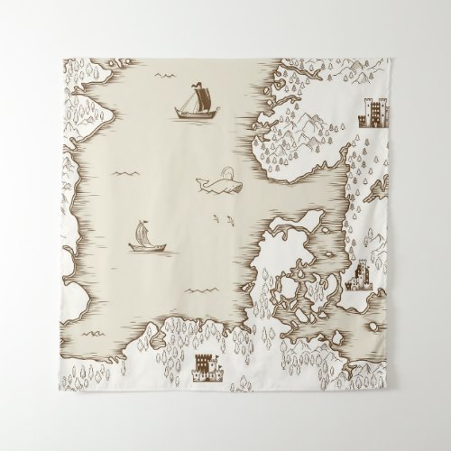 Old map of the North Sea Britain and Scandinavia Tapestry