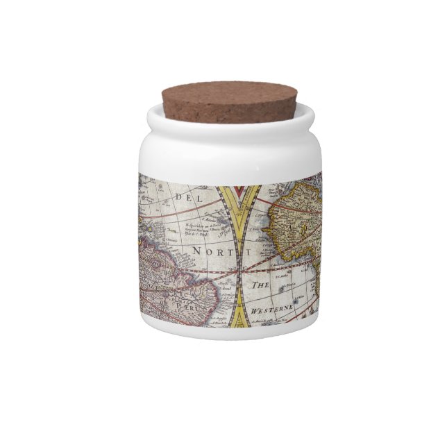 Old Map of the World Candy Jar (Front)