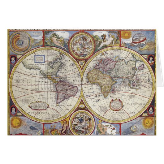 Old Map of the World Cards (Front Horizontal)