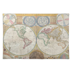 Old Map Of The World Cloth Placemat
