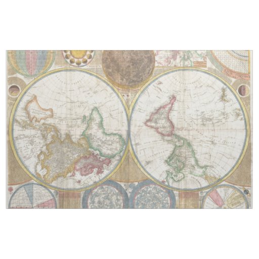 Old Map of the World Fabric