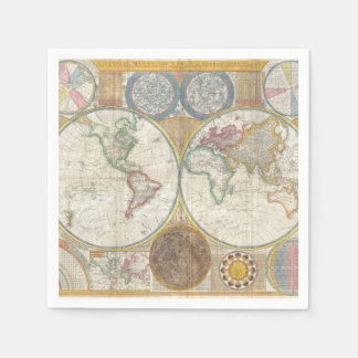 Old Map of the World Paper Napkins