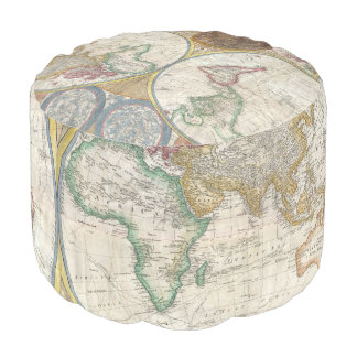 Old Map of the World Pouf