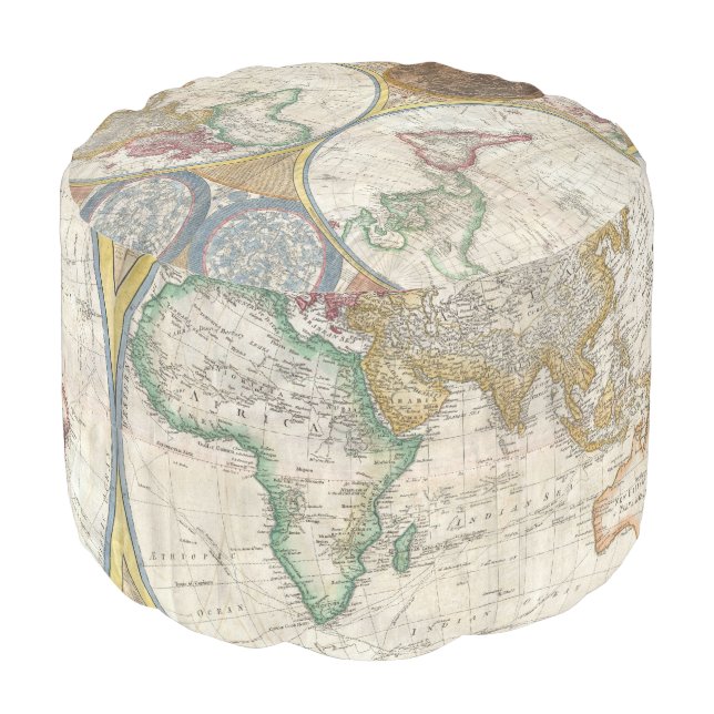 Old Map of the World Pouf (Angled Front)