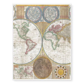 Old Map of the World Temporary Tattoos