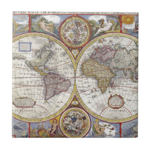 Old Map of the World Tile
