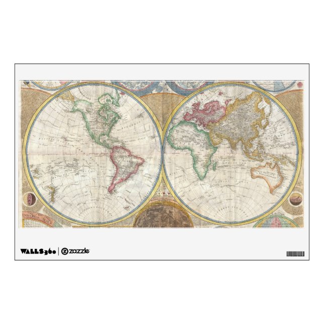 Old Map of the World Wall Sticker (Front)