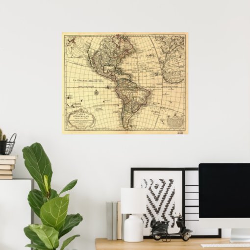 Old Map of Western Hemisphere. French 1780 Poster | Zazzle