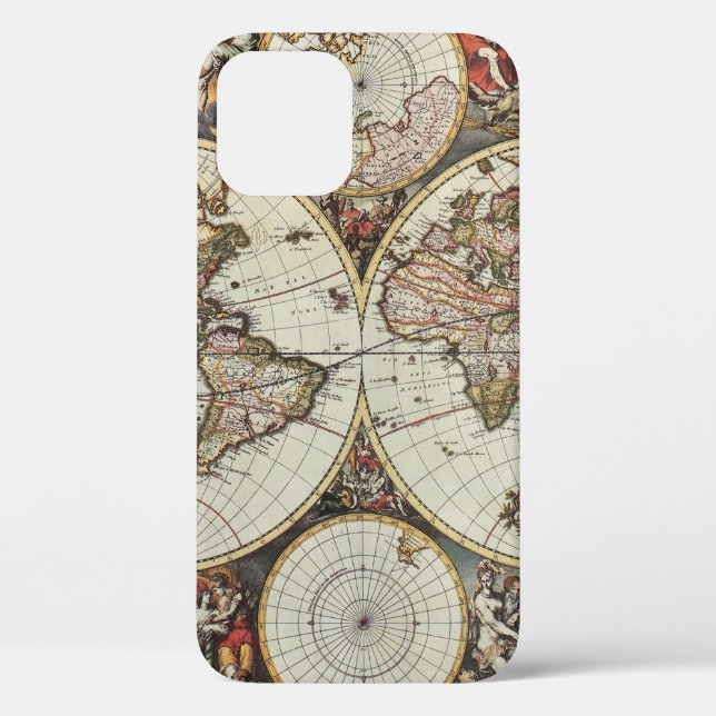 Old map of world hemispheres. Created by Frederick Case-Mate iPhone Case (Back)