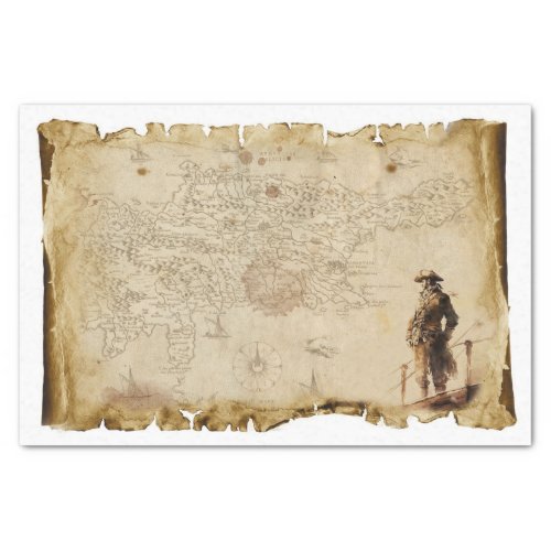 Old Map Pirate of the Caribbean On Ship Decoupage Tissue Paper