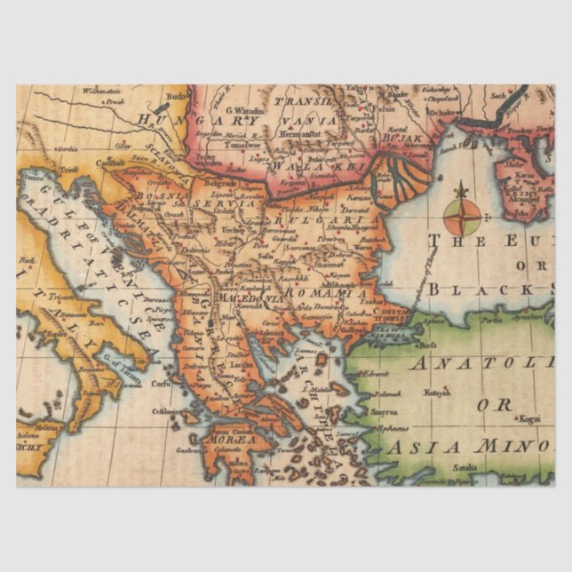 Old Map Series 1 Design 6 Tissue Paper (Front)