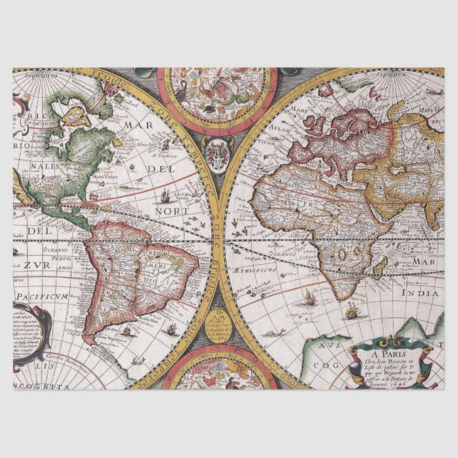 Old Map Series 1 Design 9 Tissue Paper (Front)