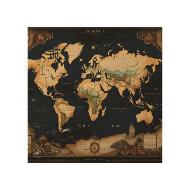 Old Mapping Dreams, Uncover the Journey  Wood Wall Art (Front)