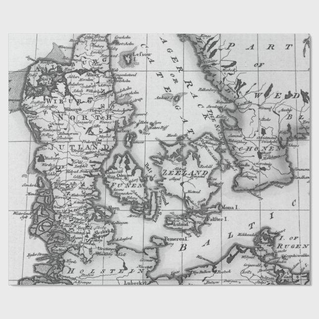 Old Maps Black and White Wrapping Paper (Flat)