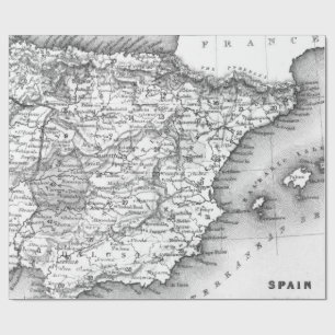 Old Maps Black and White Wrapping Paper