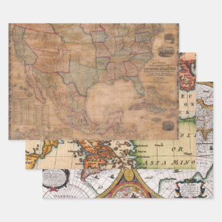 Old Maps Flat Sheet Wrapping Paper Gift Wrap