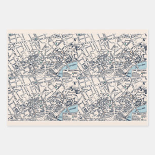 Old Maps London England Wrapping Paper Sheets