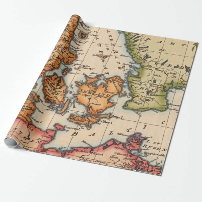 Old Maps Pattern Wrapping Paper (Unrolled)