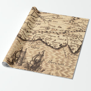 Old Maps Pattern Wrapping Paper