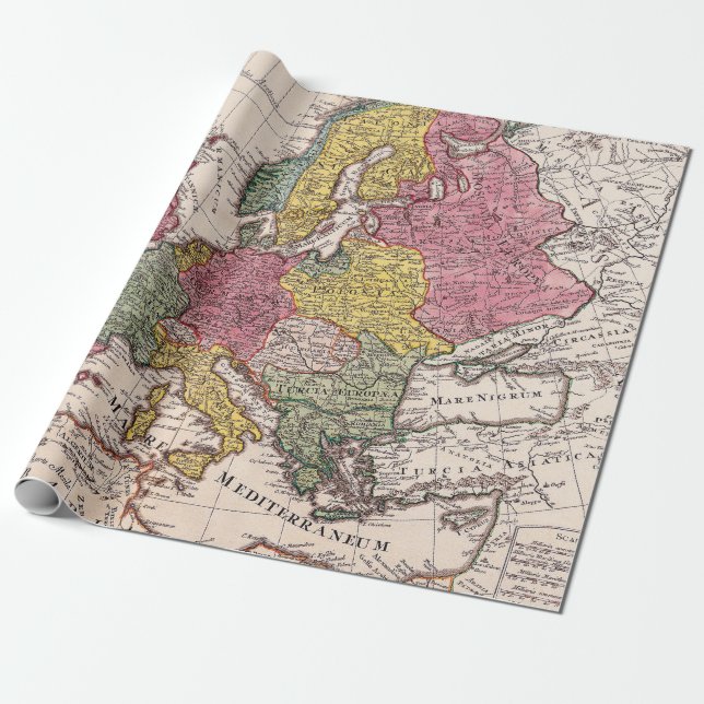 Old Maps Pattern Wrapping Paper (Unrolled)