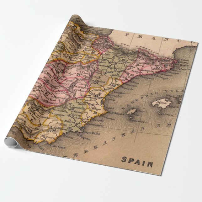 Old Maps Pattern Wrapping Paper (Unrolled)