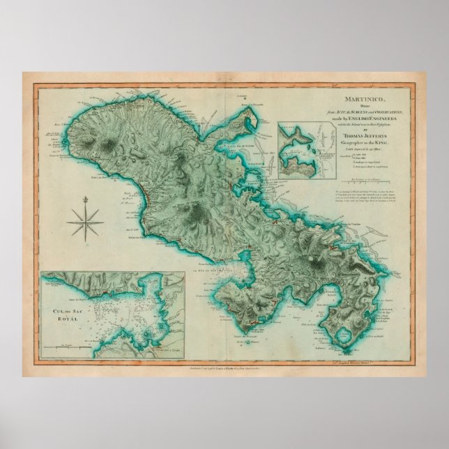 Old Martinique Island Map (1704)  Poster (Front)