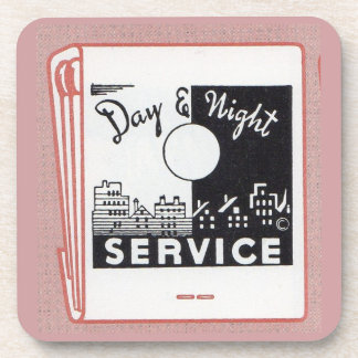 old matchbook cover Day & Night Service Beverage Coaster