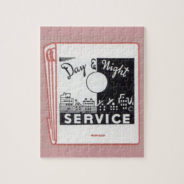 old matchbook cover Day & Night Service Jigsaw Puzzle (Vertical)