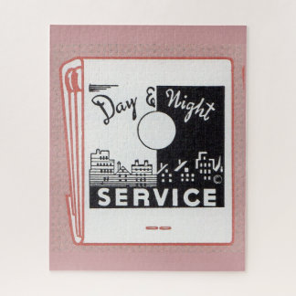 old matchbook cover Day & Night Service Jigsaw Puzzle
