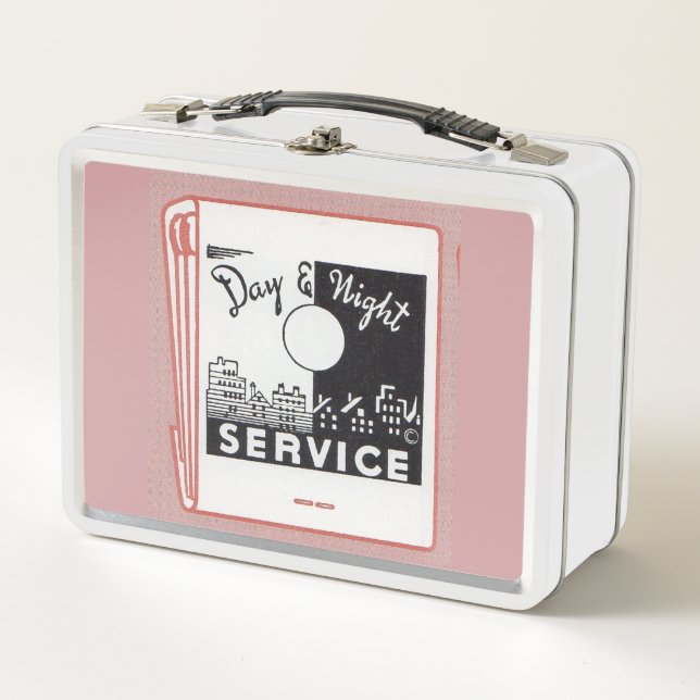 old matchbook cover Day & Night Service Metal Lunch Box (Front)
